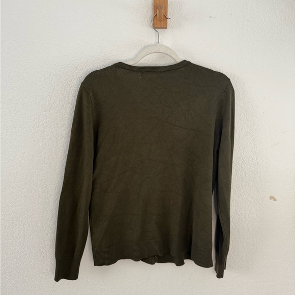 Olive Green Button-Up Women's Sweater - Picture 3 of 3